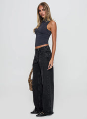 Serenitia Mid Rise Straight Leg Jeans Washed Black Petite