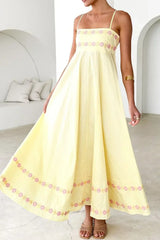Floral Embroidered Spaghetti Strap Maxi Dress