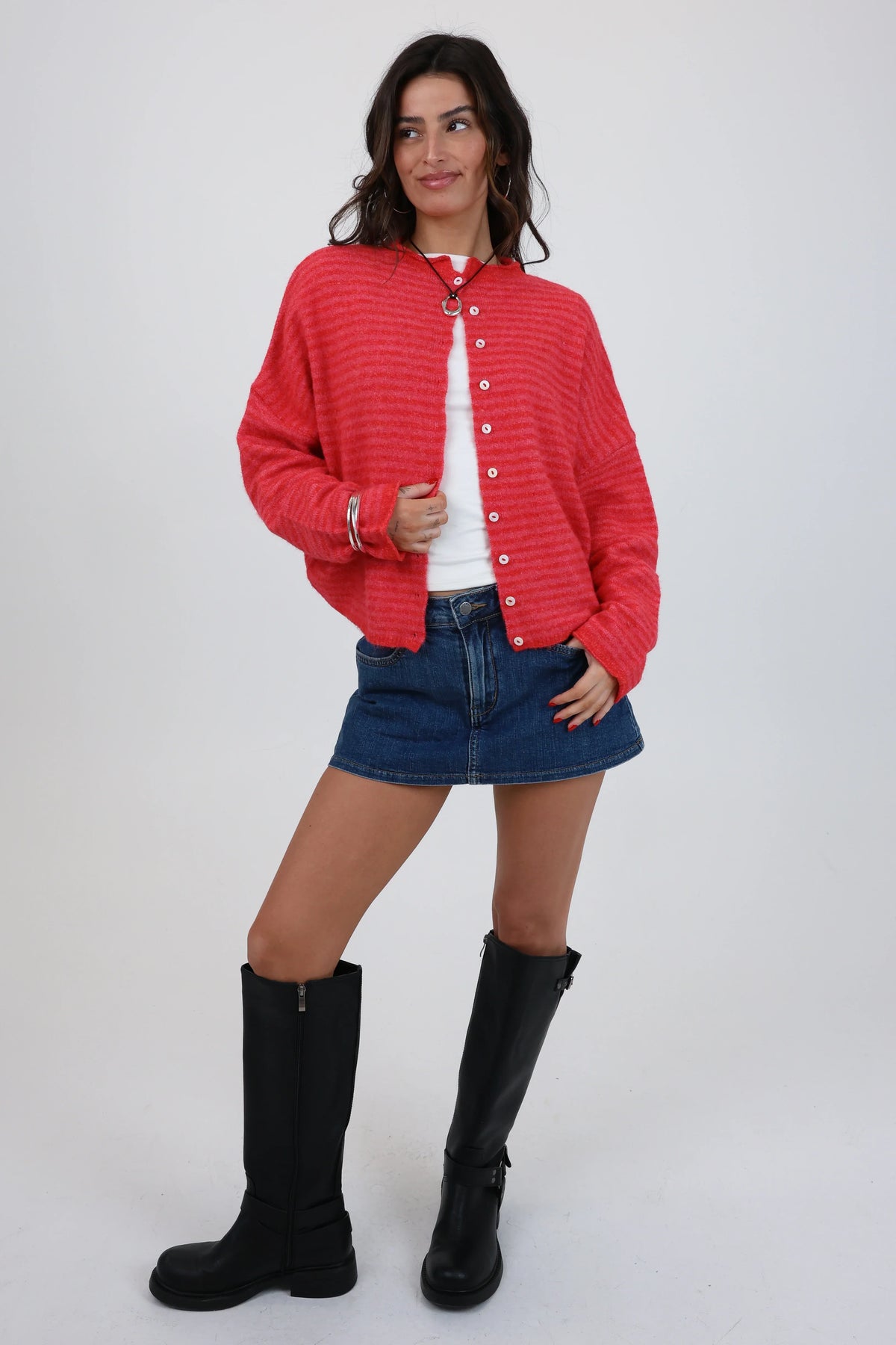 Phoebe Cardigan In Cherry