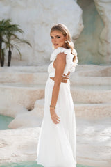 Tilly Ruffle Trim Midi Dress With Back Ties